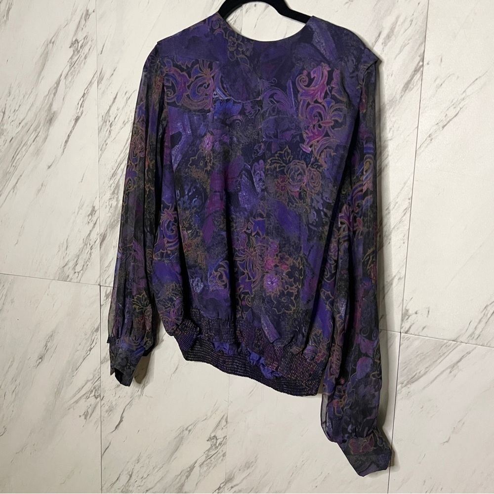 Vintage Petites by Willi Sheer Paisley Floral Blouse SZ XL - Picture 3 of 7
